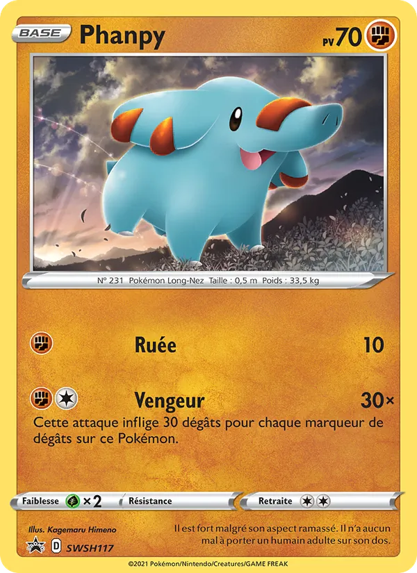 Carte Phanpy de l'extension Promo SWSH, numéro SWSH117/307