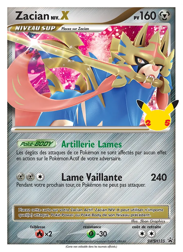 Carte Zacian de l'extension Promo SWSH, numéro SWSH135/307
