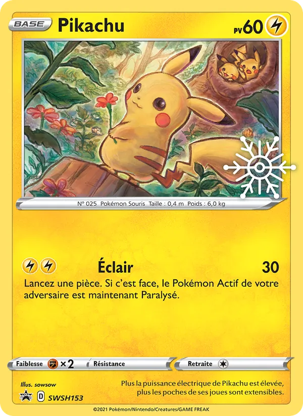 Carte Pikachu de l'extension Promo SWSH, numéro SWSH153/307