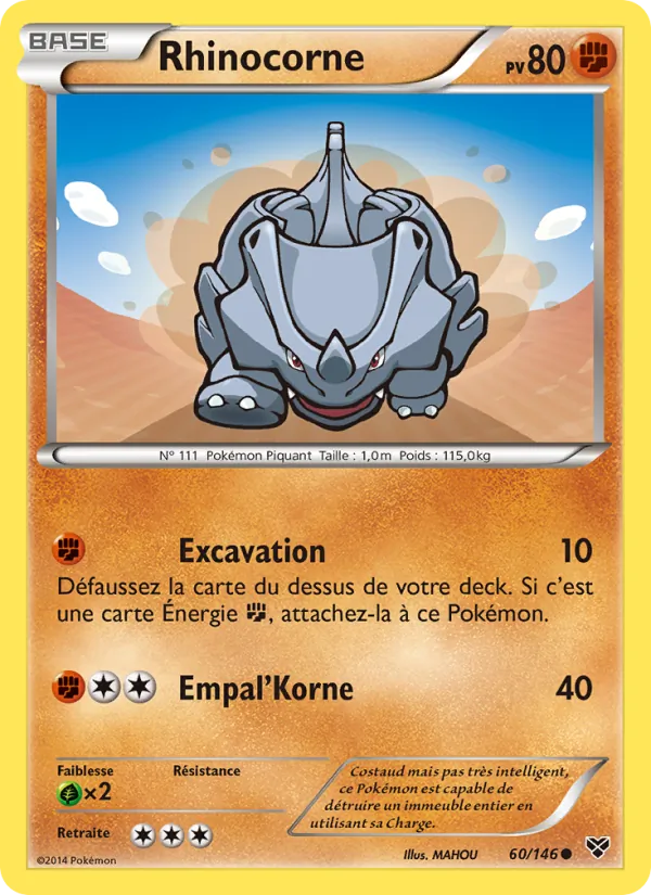 Carte Rhinocorne de l'extension XY, numéro 60/146