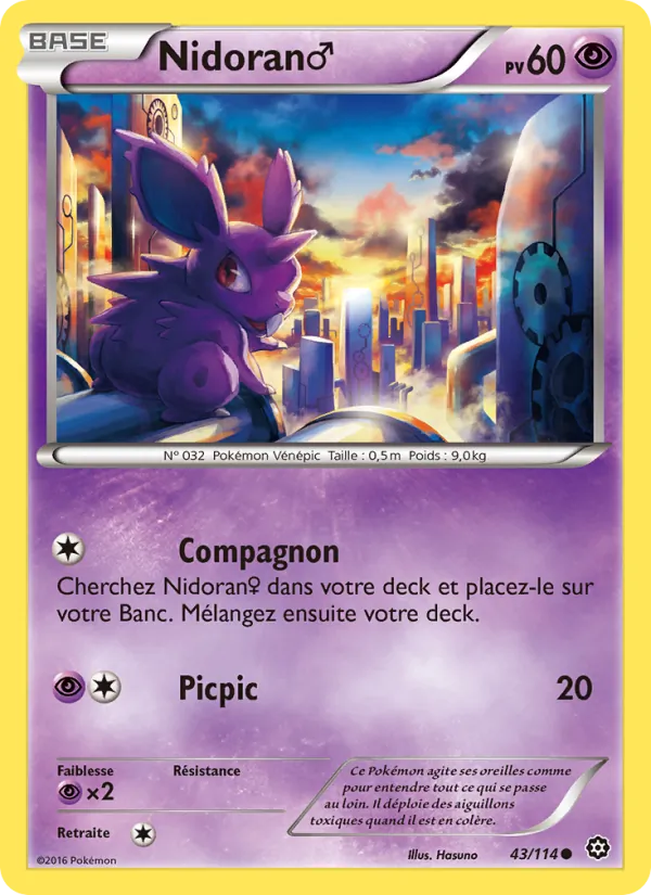 Carte Nidoran♂ de l'extension Offensive Vapeur, numéro 43/114