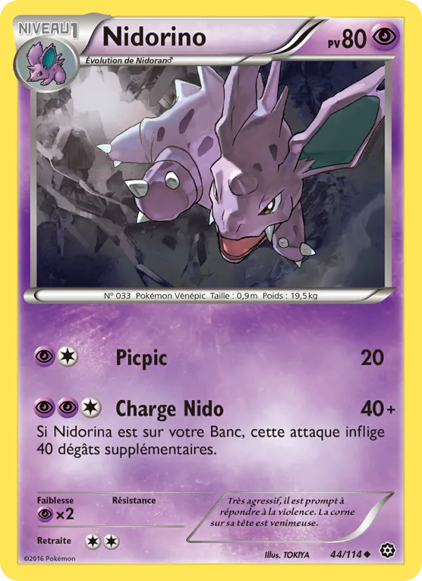Carte Nidorino de l'extension Offensive Vapeur, numéro 44/114