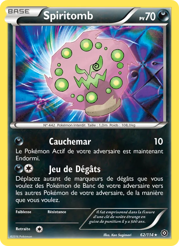 Carte Spiritomb de l'extension Offensive Vapeur, numéro 62/114