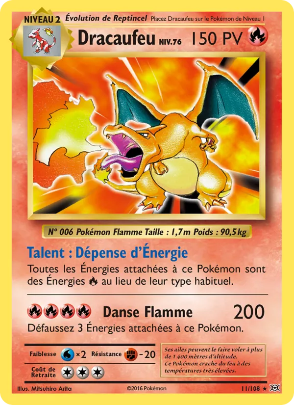Carte Dracaufeu de l'extension Évolutions, numéro 11/108