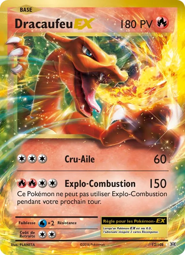Carte Dracaufeu EX de l'extension Évolutions, numéro 12/108