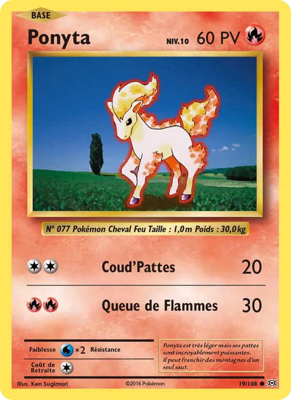 Carte Ponyta de l'extension Évolutions, numéro 19/108