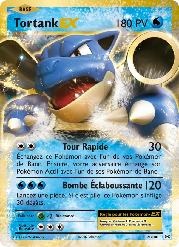 Carte Tortank EX de l'extension Évolutions, numéro 21/108