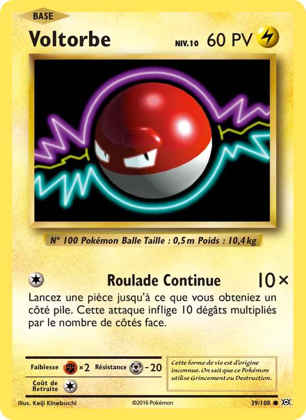 Carte Voltorbe de l'extension Évolutions, numéro 39/108