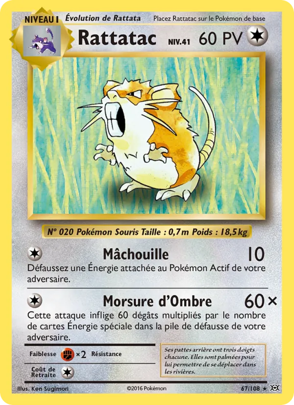 Carte Rattatac de l'extension Évolutions, numéro 67/108