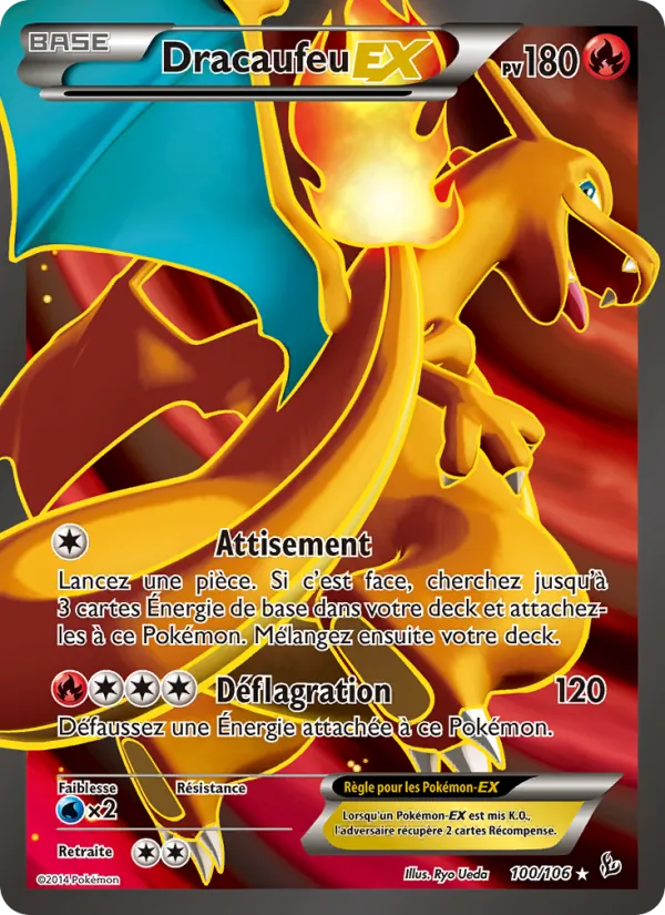 Carte Dracaufeu EX de l'extension Étincelles, numéro 100/106