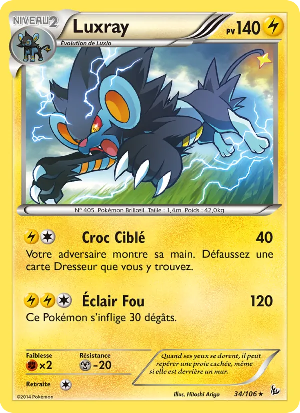 Carte Luxray de l'extension Étincelles, numéro 34/106