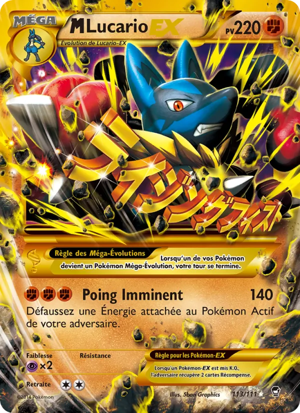 Carte M-Lucario EX de l'extension Poings Furieux, numéro 113/111