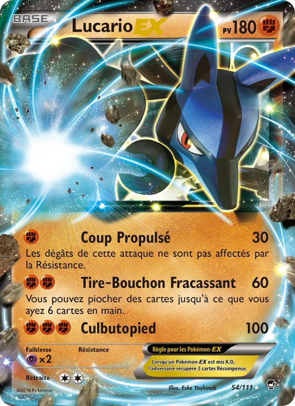Carte Lucario EX de l'extension Poings Furieux, numéro 54/111