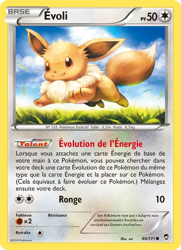 Carte Évoli de l'extension Poings Furieux, numéro 80/111