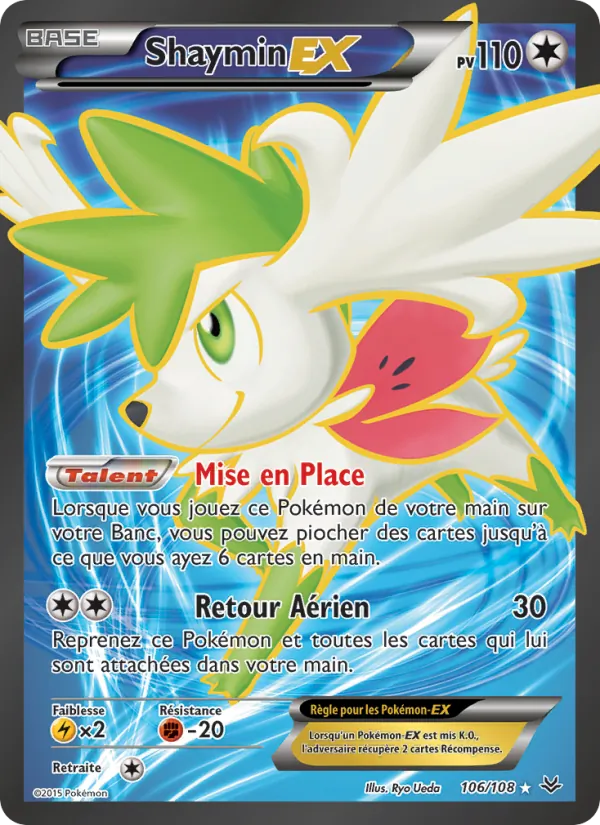 Carte Shaymin EX de l'extension Ciel Rugissant, numéro 106/108