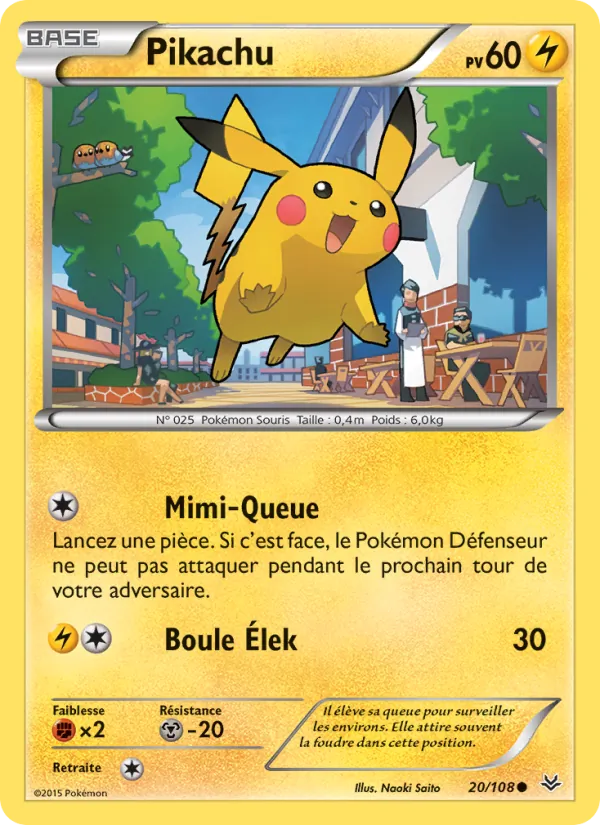 Carte Pikachu de l'extension Ciel Rugissant, numéro 20/108