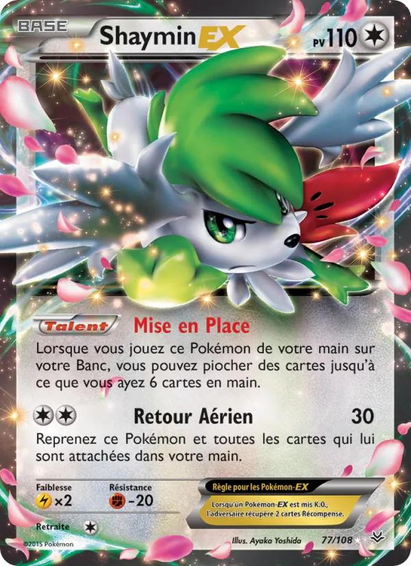 Carte Shaymin EX de l'extension Ciel Rugissant, numéro 77/108