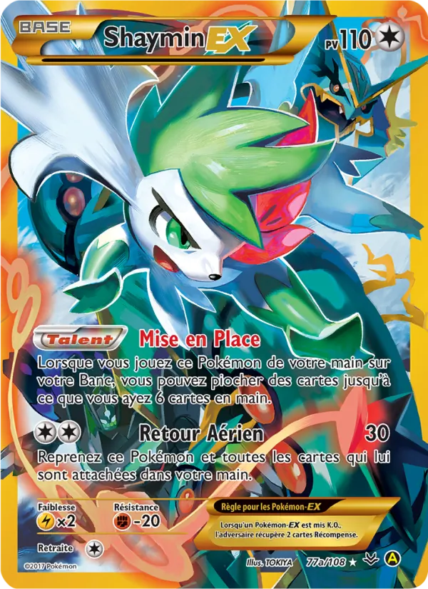 Carte Shaymin EX de l'extension Ciel Rugissant, numéro 77a/108