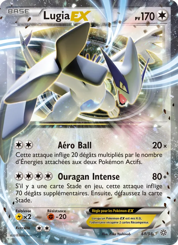 Carte Lugia EX de l'extension Origines Antiques, numéro 68/98