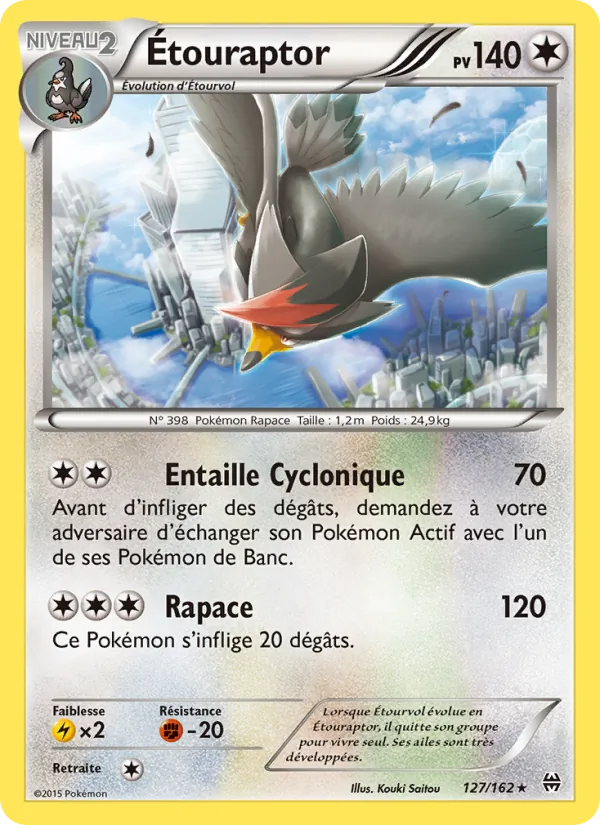 Carte Étouraptor de l'extension Impulsion Turbo, numéro 127/162