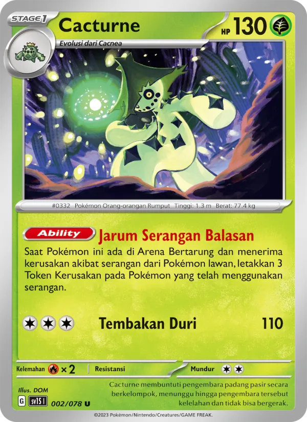 Kartu Cacturne dari Scarlet ex, nomor 002/78