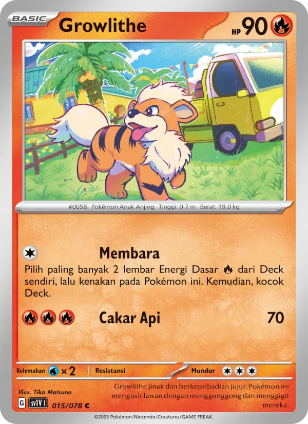 Kartu Growlithe dari Violet ex, nomor 015/78
