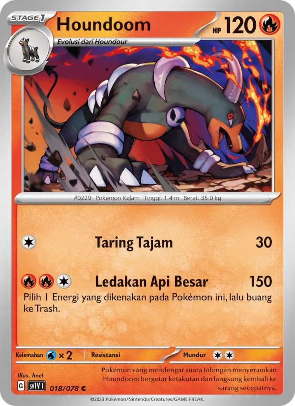 Kartu Houndoom dari Violet ex, nomor 018/78