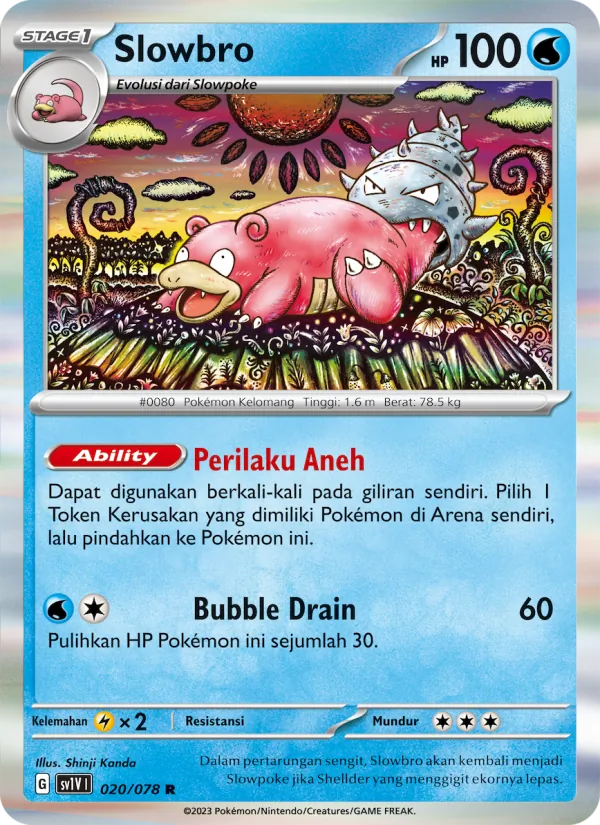 Kartu Slowbro dari Violet ex, nomor 020/78