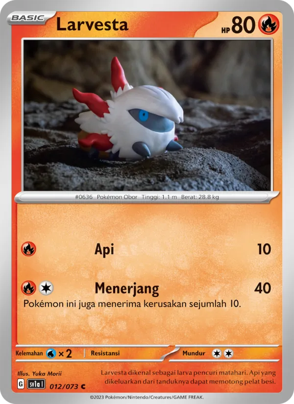 Kartu Larvesta dari Hantaman Triplet, nomor 012/73