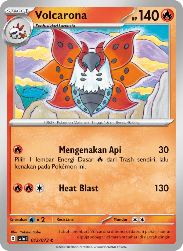 Kartu Volcarona dari Hantaman Triplet, nomor 013/73