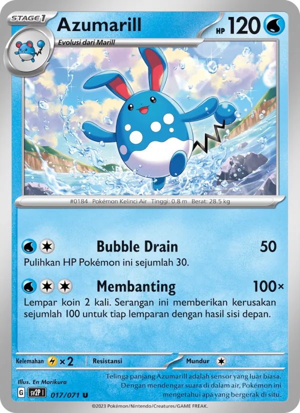 Kartu Azumarill dari Mara Bahaya Salju, nomor 017/71