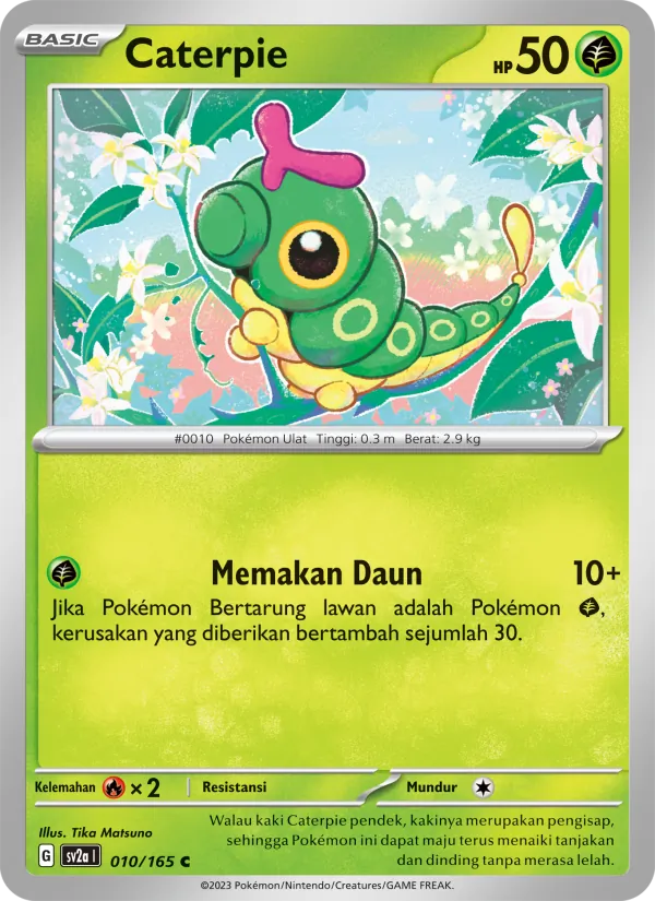Kartu Caterpie dari Kartu Pokémon 151, nomor 010/165