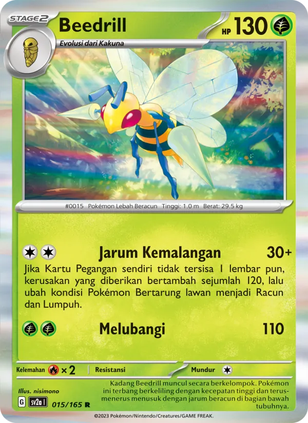 Kartu Beedrill dari Kartu Pokémon 151, nomor 015/165
