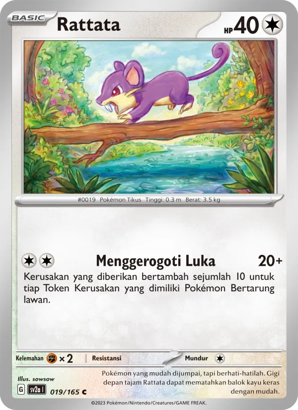 Kartu Rattata dari Kartu Pokémon 151, nomor 019/165