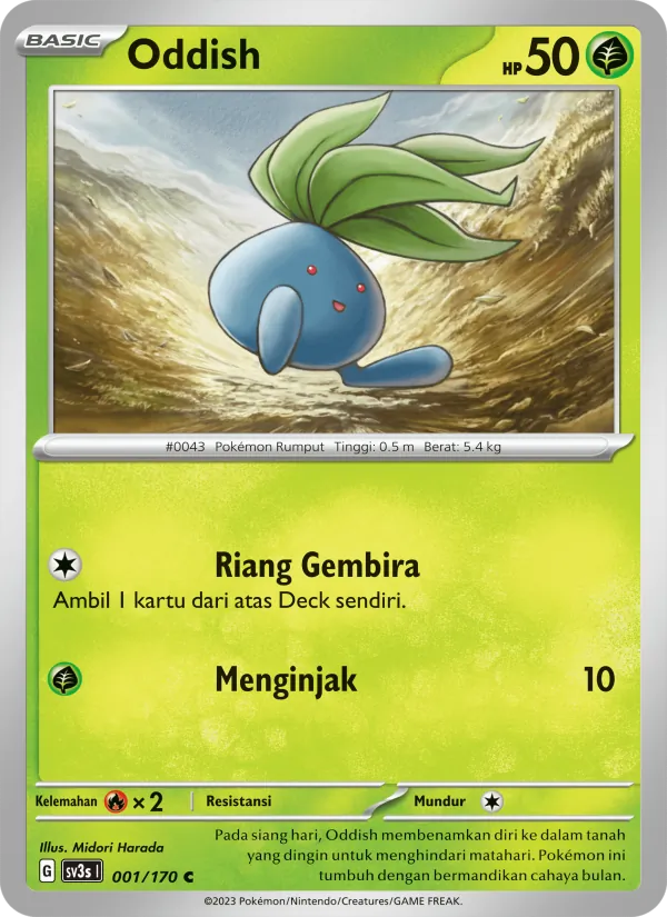 Kaart Oddish uit Kilau Hitam, nummer 001/170