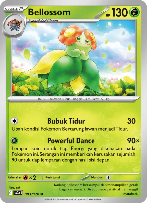 Bellossom card from Kilau Hitam, number 003/170