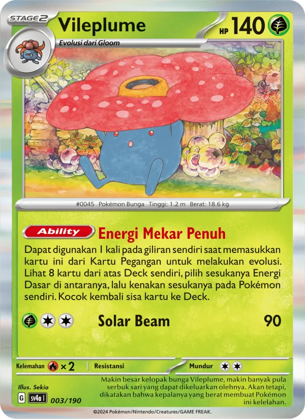 Kartu Vileplume dari Harta Berkilau ex, nomor 003/190