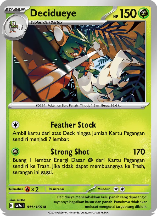 Kartu Decidueye dari Bimbingan Rasi, nomor 011/166