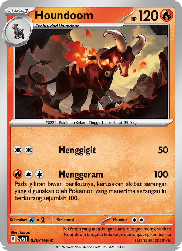 Kartu Houndoom dari Bimbingan Rasi, nomor 020/166
