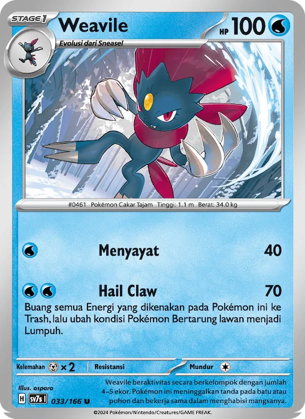 Kartu Weavile dari Bimbingan Rasi, nomor 033/166