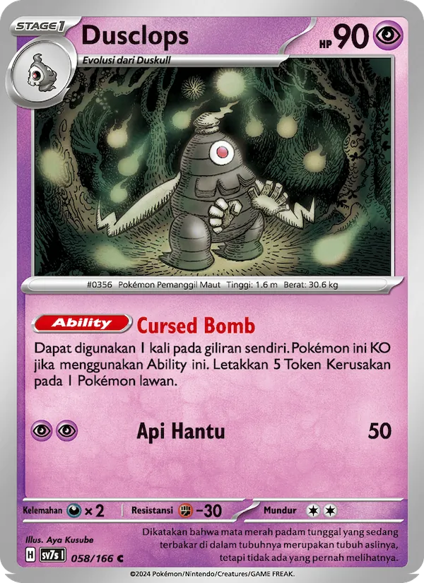 Kartu Dusclops dari Bimbingan Rasi, nomor 058/166