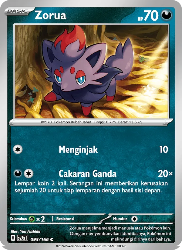 Kartu Zorua dari Bimbingan Rasi, nomor 093/166