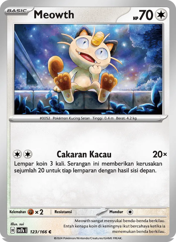 Kartu Meowth dari Bimbingan Rasi, nomor 123/166