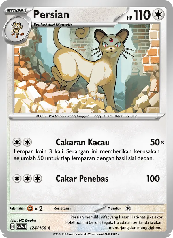 Kartu Persian dari Bimbingan Rasi, nomor 124/166