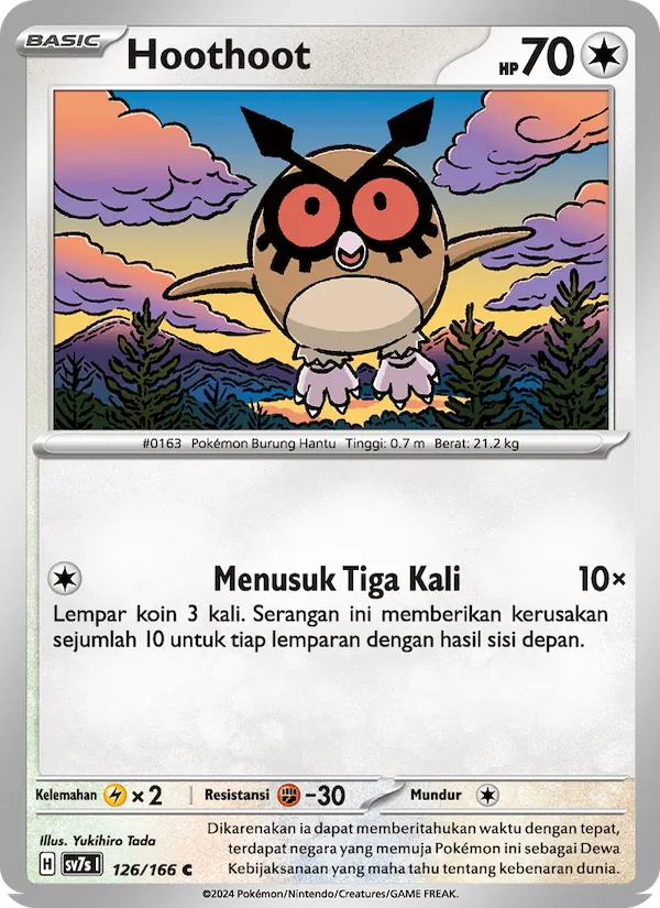 Kartu Hoothoot dari Bimbingan Rasi, nomor 126/166