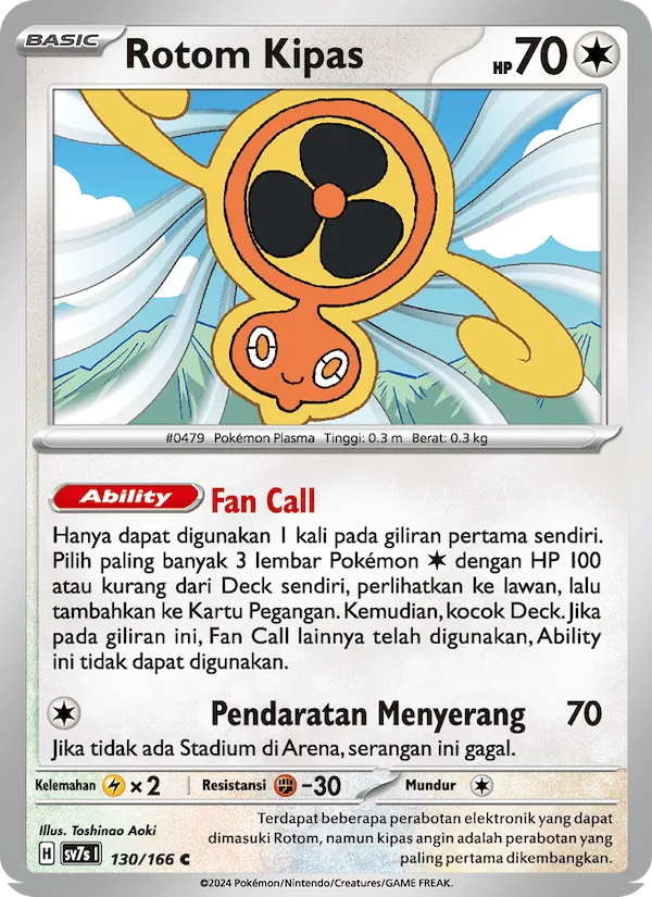 Kartu Rotom Kipas dari Bimbingan Rasi, nomor 130/166