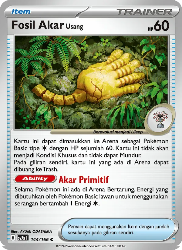 Kartu Fosil Akar Usang dari Bimbingan Rasi, nomor 144/166