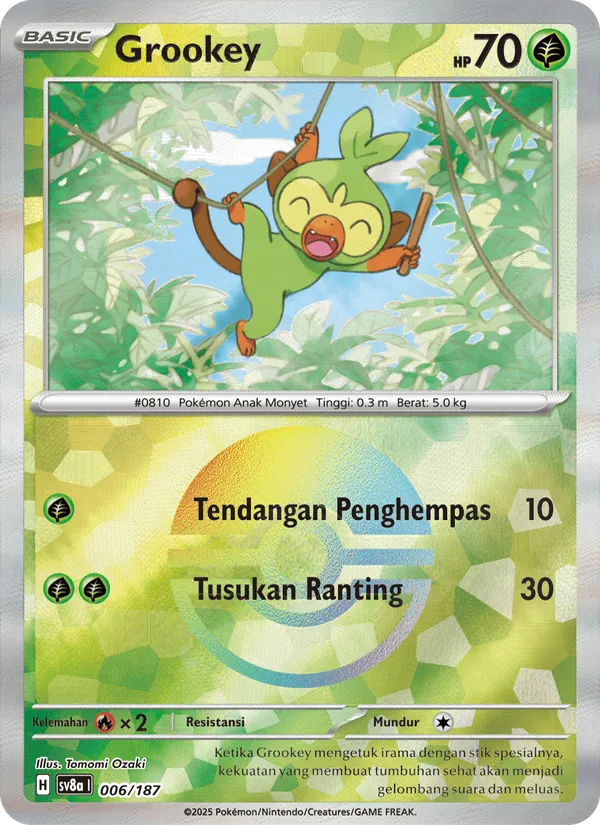 Kartu Grookey dari Festival Terastal ex, nomor 006/187