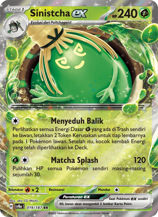 Kartu Sinistcha ex dari Festival Terastal ex, nomor 019/187
