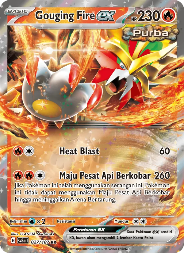 Kartu Gouging Fire ex dari Festival Terastal ex, nomor 027/187